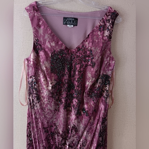 Vintage 2000s Plus Size Alex Evenings Purple Velvet Maxi Dress - Picture 2 of 4